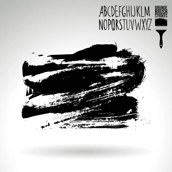 Abstrait Noir Grunge Encre Pinceau Coups Fond — Image vectorielle