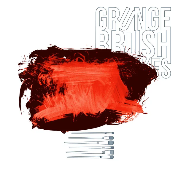 Grunge Brush Strokes Red Paint Vector Illustration — Stock Vector