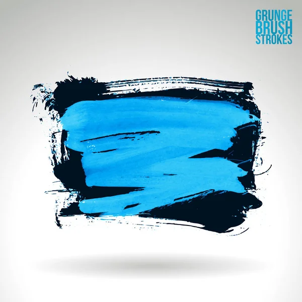 Abstracto Negro Azul Grunge Pinceladas Vector Fondo — Vector de stock