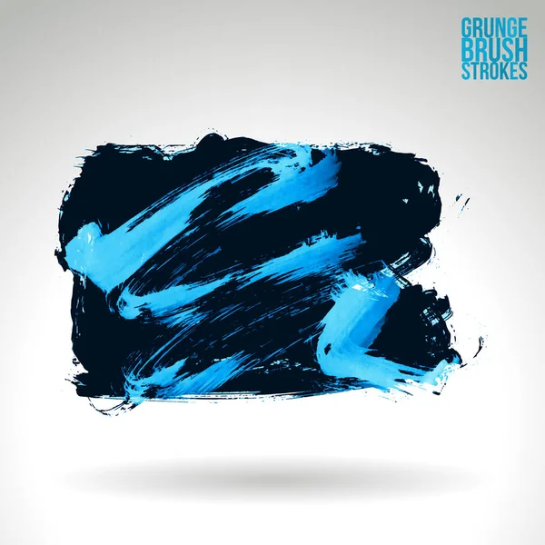 Abstrato Preto Azul Grunge Tinta Pinceladas Fundo —  Vetores de Stock