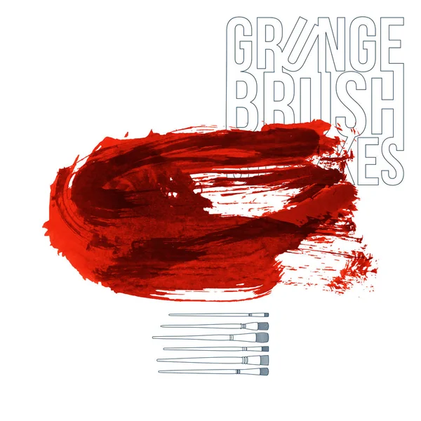 Grunge Fırça Vuruş Kırmızı Boya Vektör Illüstrasyon — Stok Vektör