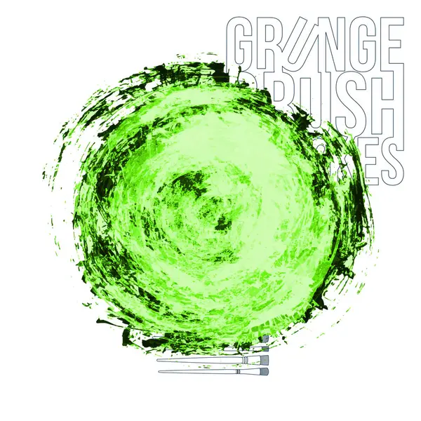 Pinceau Vert Abstrait Coups Gros Point Illustration Vectorielle — Image vectorielle