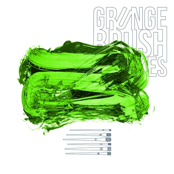 Abstrakte Grüne Grunge Pinsel Streicht Trendigen Hintergrund — Stockvektor