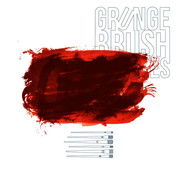 Grunge Brush Strokes Red Paint Vector Illustration — Stock Vector