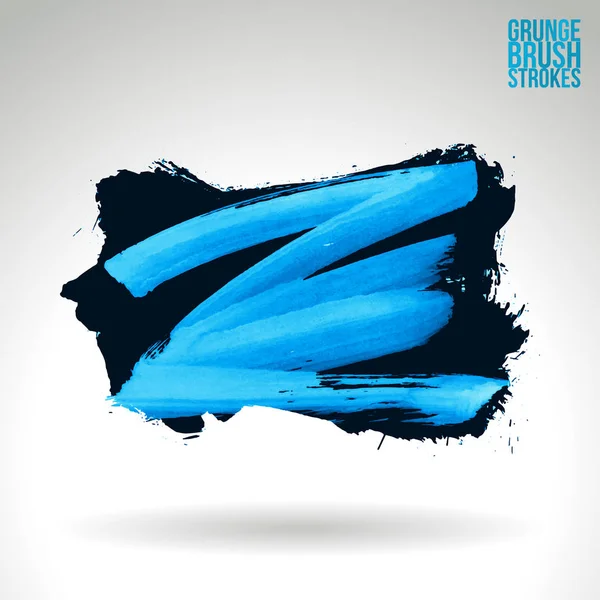 Abstracto Negro Azul Grunge Pinceladas Vector Fondo — Vector de stock