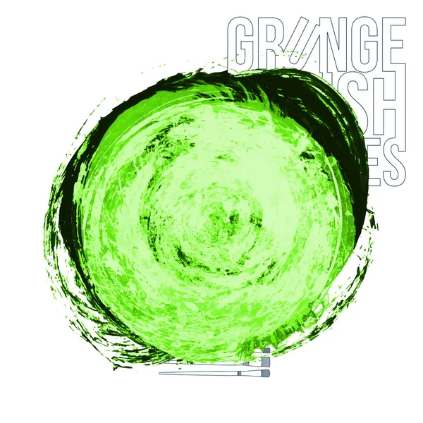 Abstract Green Brush Strokes Big Dot Vector Illustration — Stock Vector