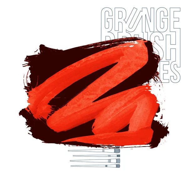 Grunge Ecset Stroke Vörös Festék Vektor Illusztráció — Stock Vector