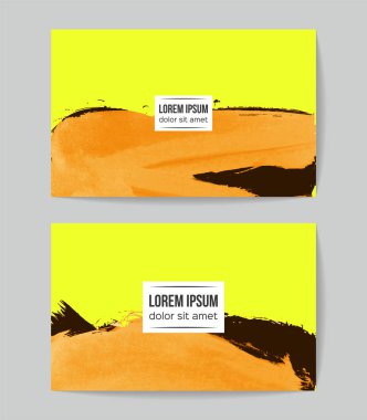 soyut grunge fırça darbeleri ile kartlar şablonu, vektör illüstrasyon   