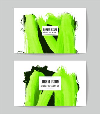 soyut grunge fırça darbeleri ile kartlar şablonu, vektör illüstrasyon   