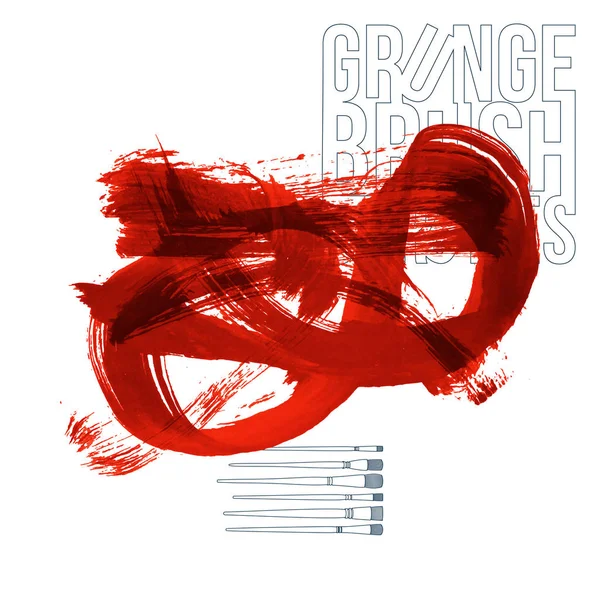Coups Pinceau Rouge Abstraits Isolés Sur Fond Blanc — Image vectorielle