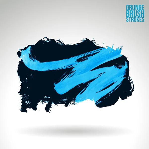 Abstract Black Blue Grunge Ink Brush Strokes Background — Stock Vector