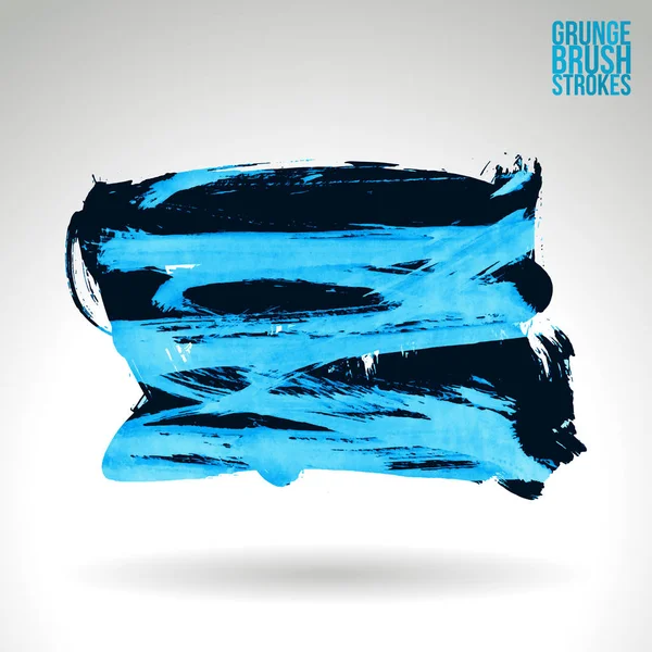 Resumen Negro Azul Grunge Tinta Cepillo Trazos Fondo — Vector de stock