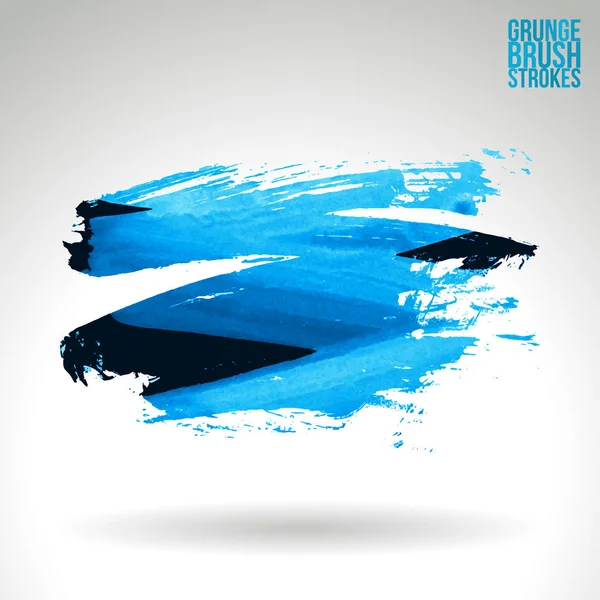 Abstrato Preto Azul Grunge Pinceladas Fundo Vetorial —  Vetores de Stock