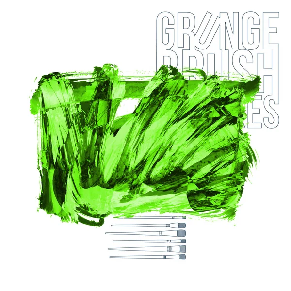 Abstrait Vert Grunge Coups Pinceau Fond Tendance — Image vectorielle