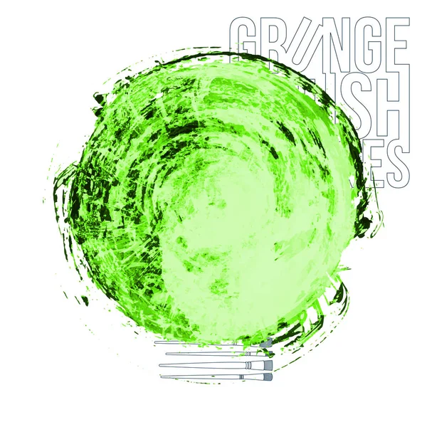 Abstrato Pinceladas Verdes Ponto Grande Ilustração Vetorial — Vetor de Stock