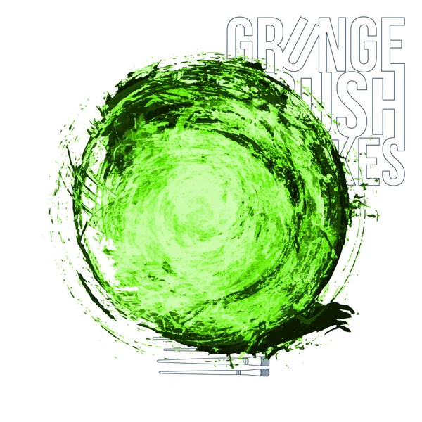 Αφηρημένα Πράσινα Περιγράμματα Πινέλου Και Μεγάλη Κουκκίδα Απεικόνιση Διανυσματικών Φορέων — Διανυσματικό Αρχείο