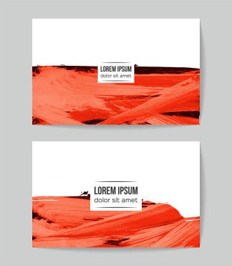 soyut grunge fırça darbeleri ile kartlar şablonu, vektör illüstrasyon   