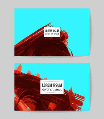 soyut grunge fırça darbeleri ile kartlar şablonu, vektör illüstrasyon   