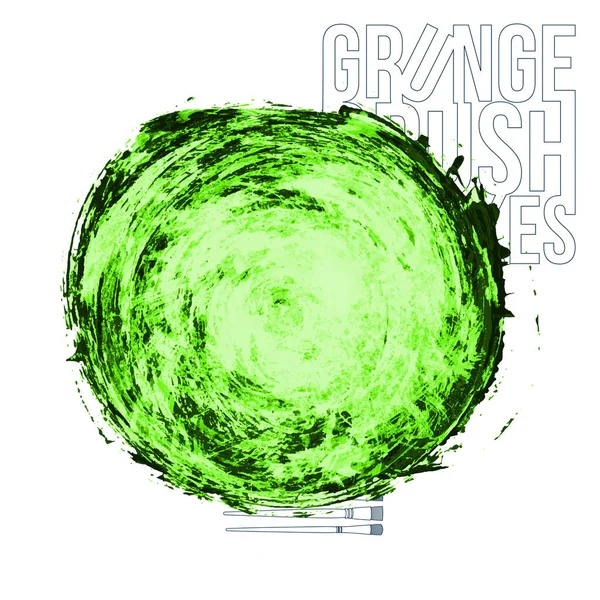Pinceau Vert Abstrait Coups Gros Point Illustration Vectorielle — Image vectorielle