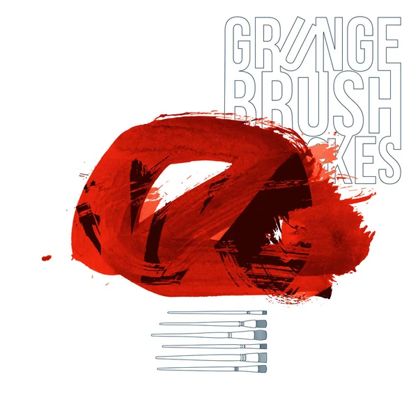 Coup Pinceau Rouge Texture Grunge Vecteur Abstrait Main Élément Peint — Image vectorielle