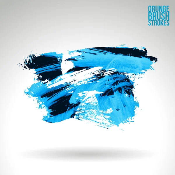 Abstrait Noir Bleu Coups Pinceau Grunge Fond Vectoriel — Image vectorielle