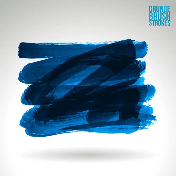 Coups Pinceau Grunge Illustration Vectorielle Peinture Bleue — Image vectorielle