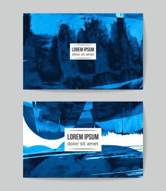 soyut grunge fırça darbeleri ile kartlar şablonu, vektör illüstrasyon   