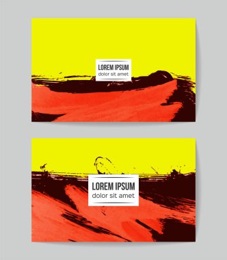 soyut grunge fırça darbeleri ile kartlar şablonu, vektör illüstrasyon   