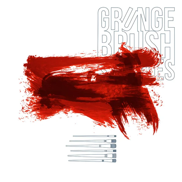 Résumé Coups Pinceau Grunge Rouge Fond Vectoriel — Image vectorielle