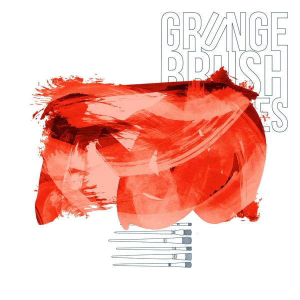 Résumé Coups Pinceau Grunge Rouge Fond Vectoriel — Image vectorielle