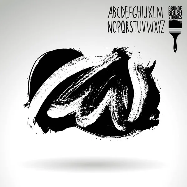 Coups Pinceau Noir Abstraits Isolés Sur Fond Blanc — Image vectorielle