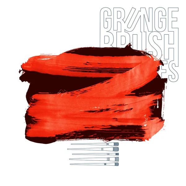 Abstrait Noir Rouge Grunge Encre Pinceau Coups Fond — Image vectorielle