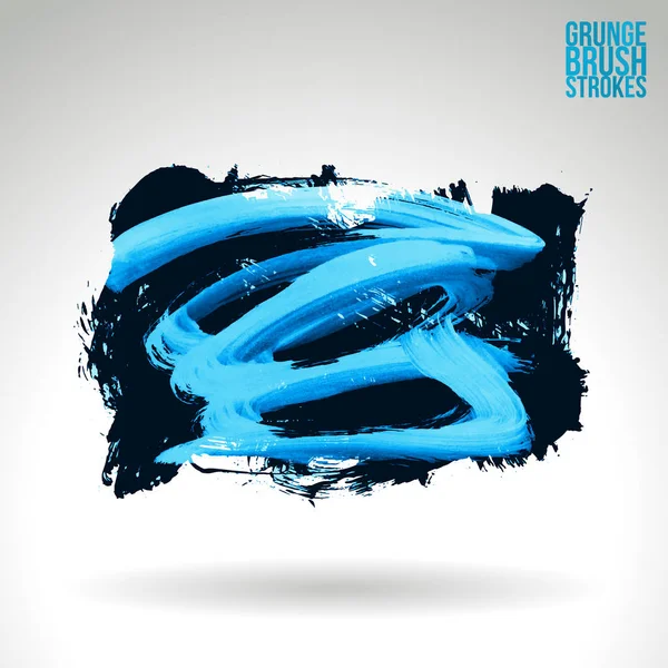 Abstrato Preto Azul Grunge Tinta Pinceladas Fundo —  Vetores de Stock