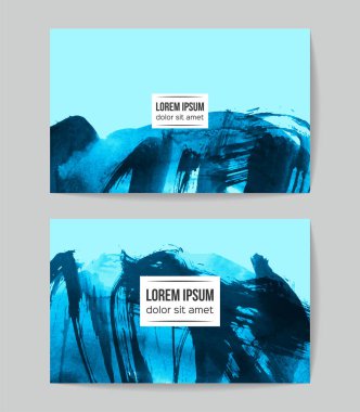 soyut grunge fırça darbeleri ile kartlar şablonu, vektör illüstrasyon   