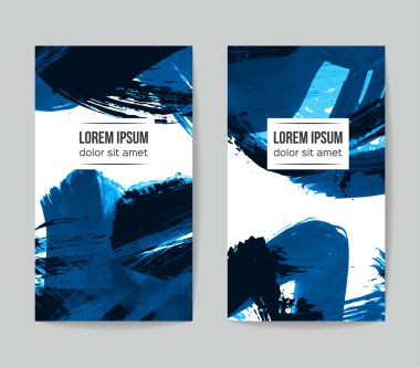 soyut grunge fırça darbeleri ile kartlar şablonu, vektör illüstrasyon   