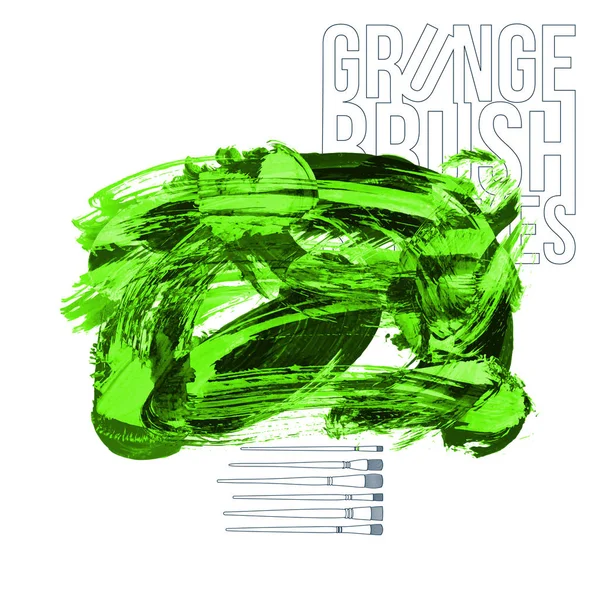 Abstrait Vert Grunge Coups Pinceau Fond Tendance — Image vectorielle