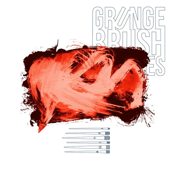 Pennellate Grunge Illustrazione Vettoriale Vernice Nera Arancione — Vettoriale Stock
