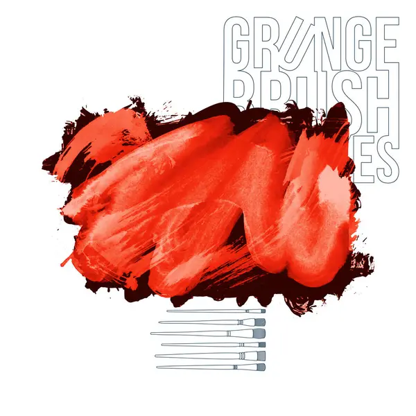 Grunge Brush Strokes Black Orange Paint Vector Illustration — Stock Vector