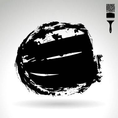 siyah yuvarlak şekil fırça damgası, vektör arka plan