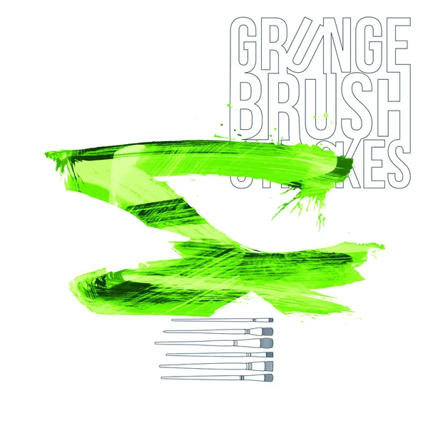 Abstrait Vert Touches Brosse Grunge Illustration Vectorielle — Image vectorielle