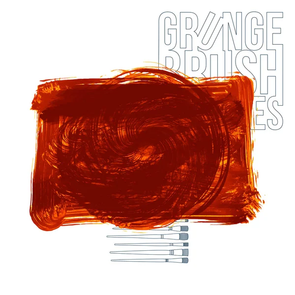 Pinceladas Grunge Pintura Naranja Vector Ilustración — Vector de stock