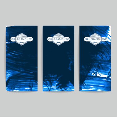 Soyut grunge fırça darbeleri afiş seti, vektör arka plan