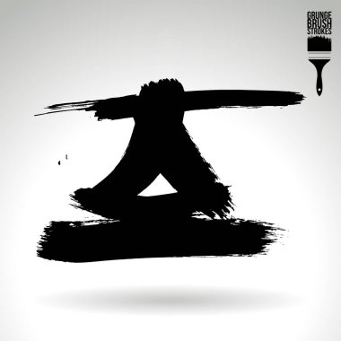 Beyaz arka planda izole edilen soyut siyah fırça vuruşları