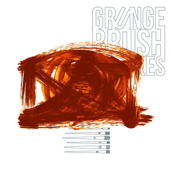 Pinceladas Grunge Pintura Naranja Vector Ilustración — Vector de stock