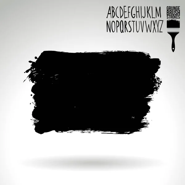 Pinceau Noir Alphabet Manuscrit Grunge Élément Abstrait Vectoriel Souligner Tracer — Image vectorielle