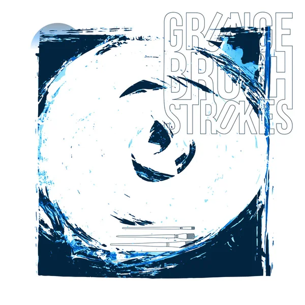 Eenvoudige Abstracte Blauw Zwart Wit Borstel Spatten Vector Banner — Stockvector