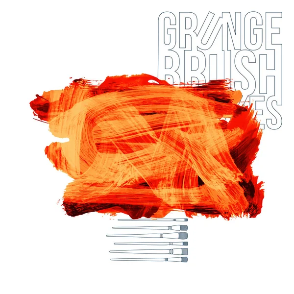 Trazos Cepillo Grunge Naranja Abstracta Vector Fondo — Vector de stock