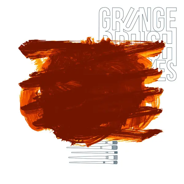 Grunge Ecset Stroke Narancsszínű Festék Vektor Illusztráció — Stock Vector