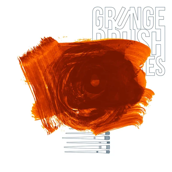 Pinceladas Grunge Pintura Naranja Vector Ilustración — Vector de stock