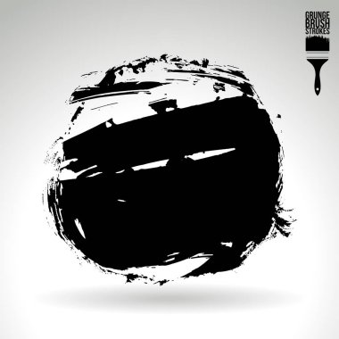 siyah yuvarlak şekil fırça damgası, vektör arka plan